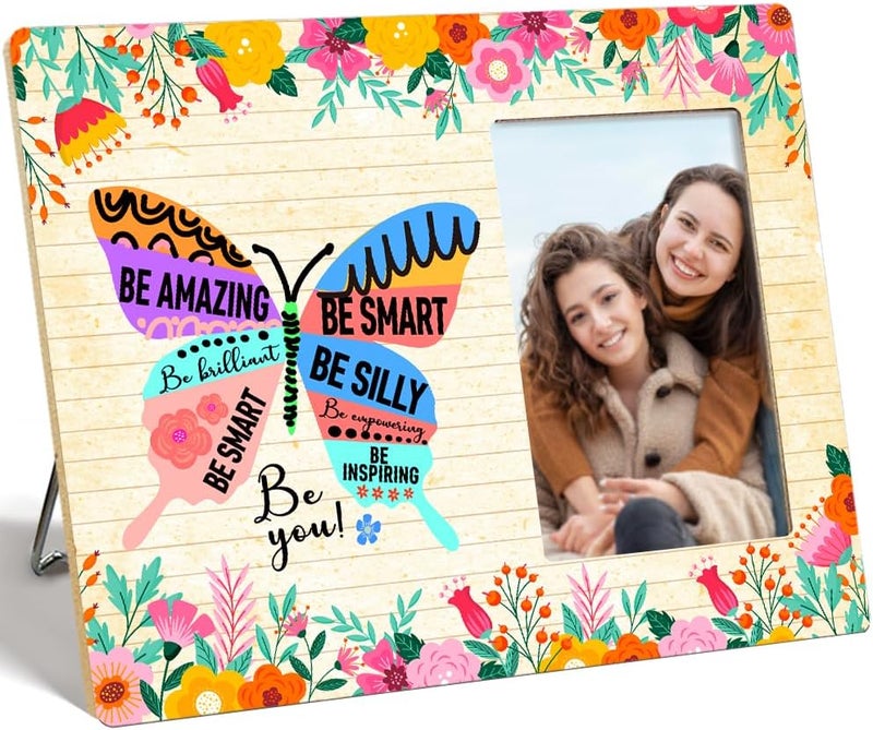 OTINGQD Inspirational Gifts Picture Frames,Motivational Gift for Girls Friends Sister,Encouragement Gifts for Women,Be Amazing Be Smart Be You Photo Frame - Image 1